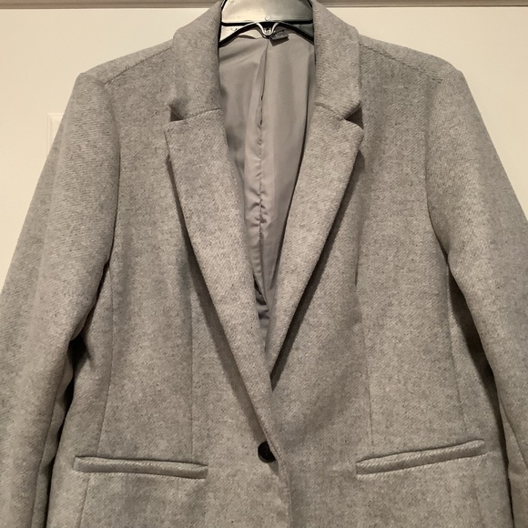 Old Navy Gray Blazer Jacket Size Large Wool Blend One Button Long Sleeves - Picture 3 of 13